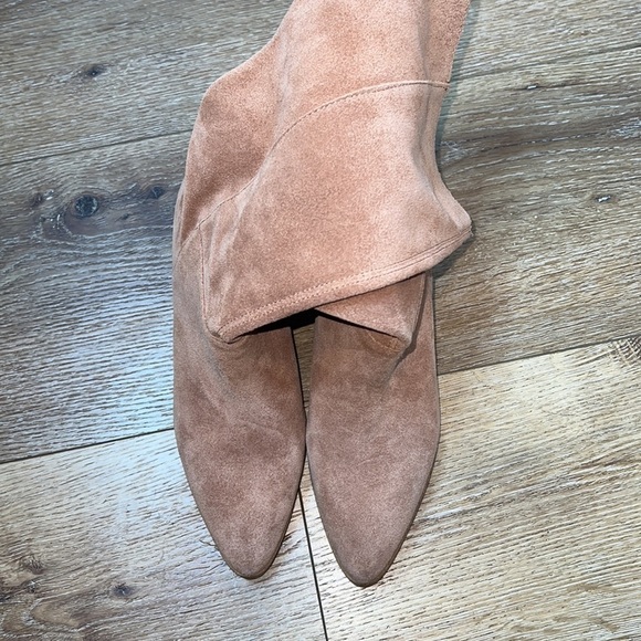 NWOB Lucky Brand Fukko Light Brown Suede Mid Calf Boots 38.5/8M - Picture 4 of 7